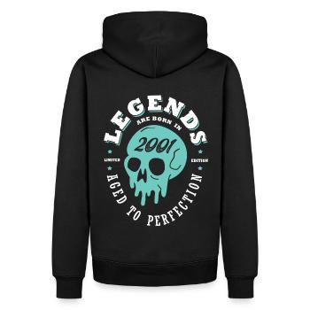 2001 anniversaire skull 22 ans - Sweat à capuche Premium bio Homme - noir - Dos - Nico (187cm)