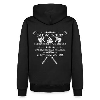 Wikinger, sie rufen nach mir... - Männer Premium Bio Hoodie - Schwarz - Hinten - Nico (187cm)