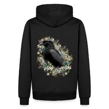 Mystischer schwarzer Rabe Krähe - Männer Premium Bio Hoodie - Schwarz - Hinten - Nico (187cm)