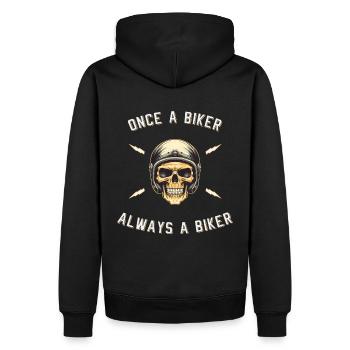 Motorrad Klassik Biker - Männer Premium Bio Hoodie - Schwarz - Hinten - Nico (187cm)