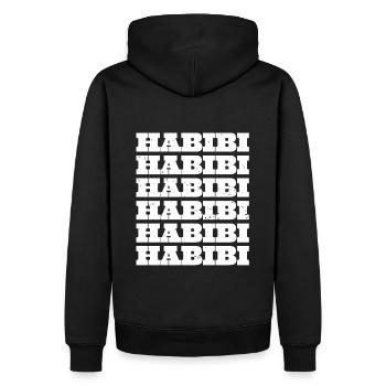 Habibi - Men’s Premium Organic Hoodie - black - Back - Nico (187cm)