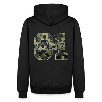 King - Queen Geschenk Geschenkidee - Männer Premium Bio Hoodie - Schwarz - Hinten - Nico (187cm)