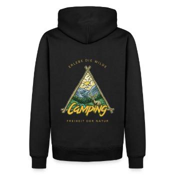 Erlebe die wilde Freiheit der Natur - Männer Premium Bio Hoodie - Schwarz - Hinten - Nico (187cm)