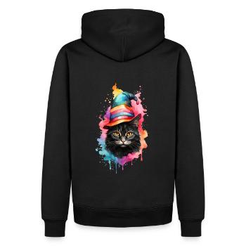 Katze als Hexe - Männer Premium Bio Hoodie - Schwarz - Hinten - Nico (187cm)
