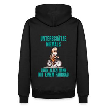 Fahrrad - Alten Mann - Männer Premium Bio Hoodie - Schwarz - Hinten - Nico (187cm)