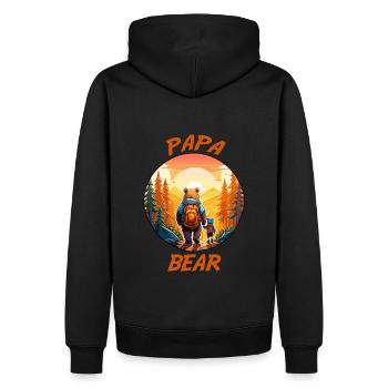Papa Bear mit Sohn in der Hand - Männer Premium Bio Hoodie - Schwarz - Hinten - Nico (187cm)