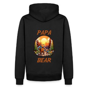 Papa Bear mit Sohn im Wald - Männer Premium Bio Hoodie - Schwarz - Hinten - Nico (187cm)