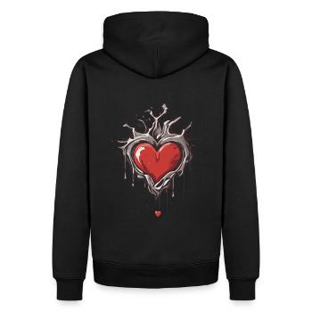 Herz schmilzt mit Struktur - Männer Premium Bio Hoodie - Schwarz - Hinten - Nico (187cm)