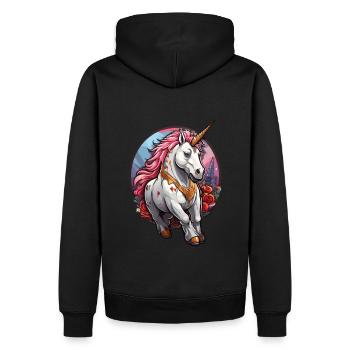 Einhorn mit pinker Mähne - Männer Premium Bio Hoodie - Schwarz - Hinten - Nico (187cm)