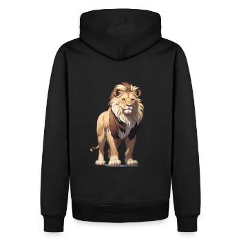 Lion Art - Men’s Premium Organic Hoodie - black - Back - Nico (187cm)
