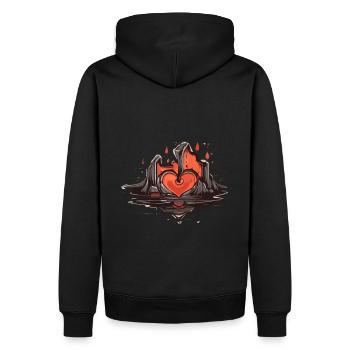 Heart carved in stone - Men’s Premium Organic Hoodie - black - Back - Nico (187cm)