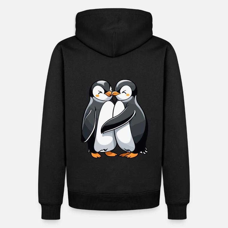 Pingouins s’embrassant - Sweat à capuche Premium bio Homme - noir