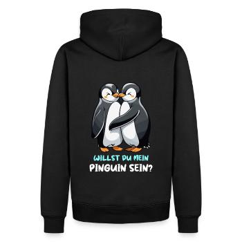 küssende Pinguine - Willst du mein Pinguin sein? - Männer Premium Bio Hoodie - Schwarz - Hinten - Nico (187cm)