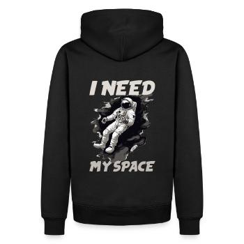 Spaceman i need my Space - Männer Premium Bio Hoodie - Schwarz - Hinten - Nico (187cm)