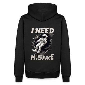 I need my Space - Männer Premium Bio Hoodie - Schwarz - Hinten - Nico (187cm)