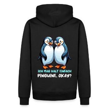 Ich mag halt einfach Pinguine okay? - Männer Premium Bio Hoodie - Schwarz - Hinten - Nico (187cm)