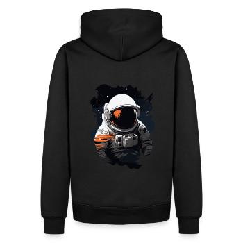 Astronaut im Weltall mit Helm - Männer Premium Bio Hoodie - Schwarz - Hinten - Nico (187cm)