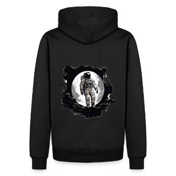 Astronaute devant la lune - Sweat à capuche Premium bio Homme - noir - Dos - Nico (187cm)