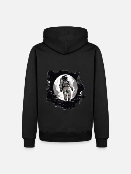 Astronaut vor Mond - Männer Premium Bio Hoodie - Schwarz