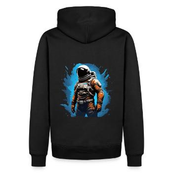 Astronaut Farbenfroh - Männer Premium Bio Hoodie - Schwarz - Hinten - Nico (187cm)