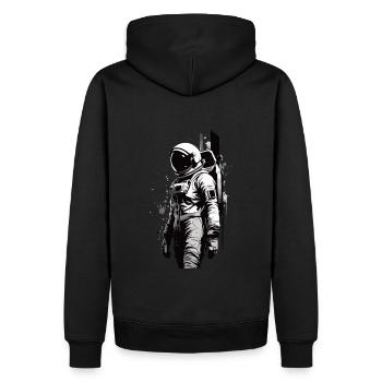 Femme en combinaison spatiale - Sweat à capuche Premium bio Homme - noir - Dos - Nico (187cm)