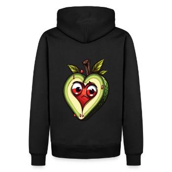 Avocado mit Herzkern - Männer Premium Bio Hoodie - Schwarz - Hinten - Nico (187cm)