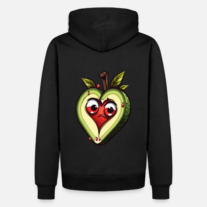 Avocado mit Herzkern - Männer Premium Bio Hoodie - Schwarz