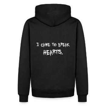 Ich komme um Herzen zu brechen - Schriftzug - Männer Premium Bio Hoodie - Schwarz - Hinten - Nico (187cm)