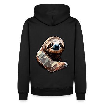 Faultier Polygon Sloth - Männer Premium Bio Hoodie - Schwarz - Hinten - Nico (187cm)