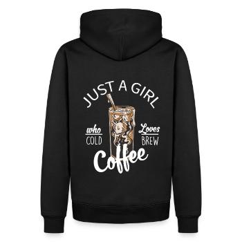 Just a Girl who loves Cold Brew - Männer Premium Bio Hoodie - Schwarz - Hinten - Nico (187cm)