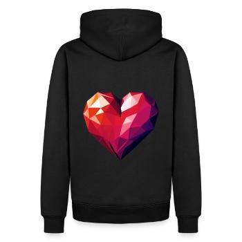 Polygon Herz - Männer Premium Bio Hoodie - Schwarz - Hinten - Nico (187cm)