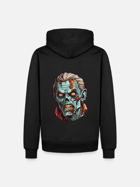Zombie Kopf - Männer Premium Bio Hoodie - Schwarz