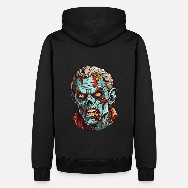 Zombie Kopf - Männer Premium Bio Hoodie - Schwarz