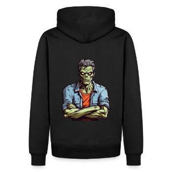 Zombie genervt - Männer Premium Bio Hoodie - Schwarz - Hinten - Nico (187cm)