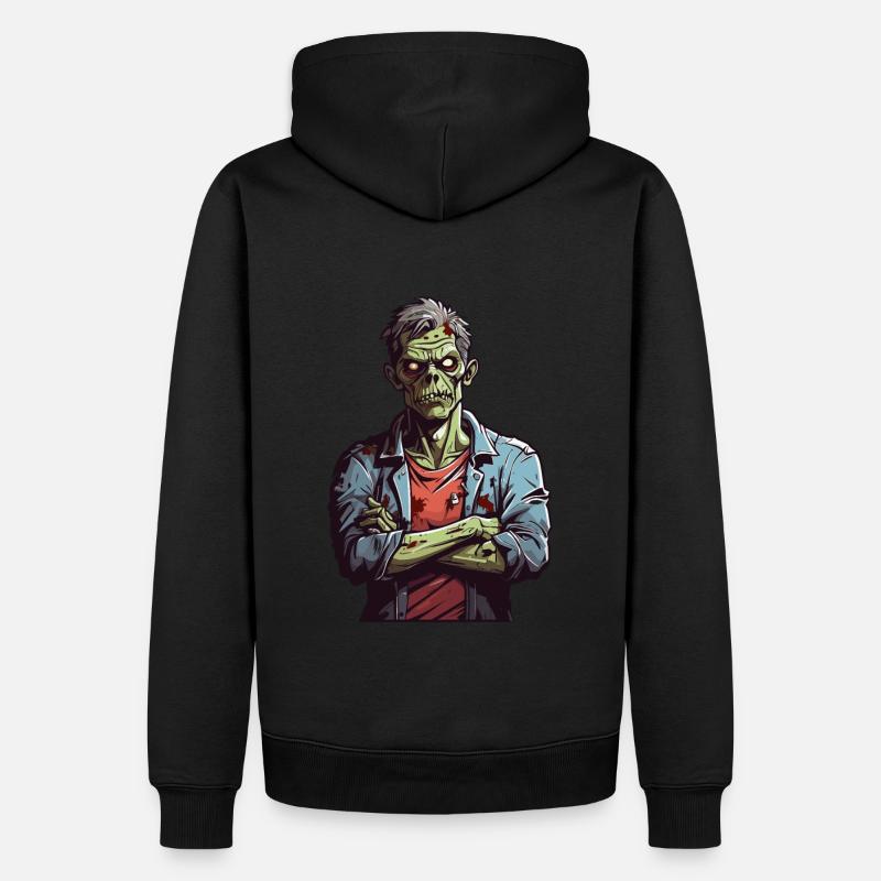 Genervter Zombie - Männer Premium Bio Hoodie - Schwarz