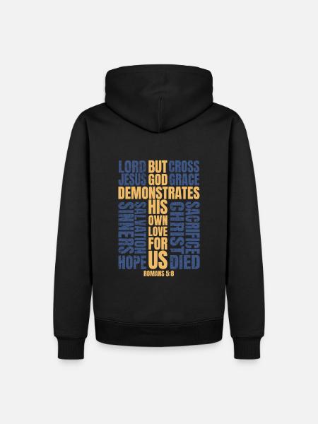 Bible Romans 5:8 - Männer Premium Bio Hoodie - Schwarz