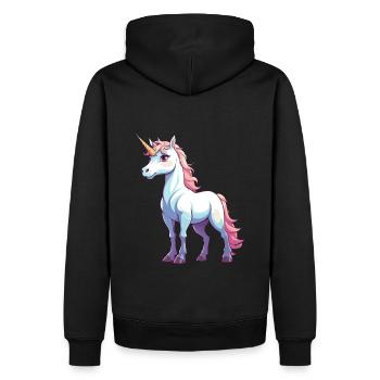 Illustration de licorne mignonne - Sweat à capuche Premium bio Homme - noir - Dos - Nico (187cm)