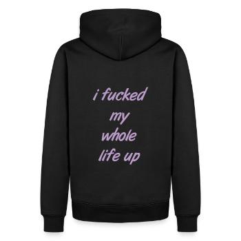 i fucked my whole life up - Männer Premium Bio Hoodie - Schwarz - Hinten - Nico (187cm)