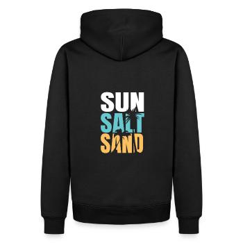 Sonne Salz Sand - Männer Premium Bio Hoodie - Schwarz - Hinten - Nico (187cm)