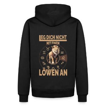 Leg dich nicht mit ein Löwen an Sternzeichen Löwe - Männer Premium Bio Hoodie - Schwarz - Hinten - Nico (187cm)