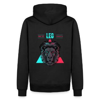 Löwe Sternzeichen Glitch Neon Leo July August 23 - Männer Premium Bio Hoodie - Schwarz - Hinten - Nico (187cm)