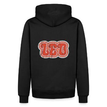 70s Leo Löwe Sternzeichen Vintage - Männer Premium Bio Hoodie - Schwarz - Hinten - Nico (187cm)