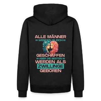 Sternzeichen Zwillinge - Männer Premium Bio Hoodie - Schwarz - Hinten - Nico (187cm)