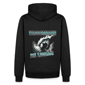 Wassermann die Legende Sternzeichen - Männer Premium Bio Hoodie - Schwarz - Hinten - Nico (187cm)
