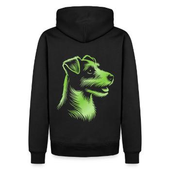 Russell Terrier dessin tête vert - Sweat à capuche Premium bio Homme - noir - Dos - Nico (187cm)