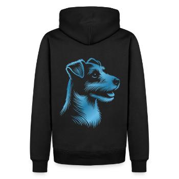 Russell Terrier Zeichnung Kopf blau - Männer Premium Bio Hoodie - Schwarz - Hinten - Nico (187cm)