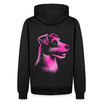 Russell Terrier Zeichnung Kopf pink - Männer Premium Bio Hoodie - Schwarz - Hinten - Nico (187cm)
