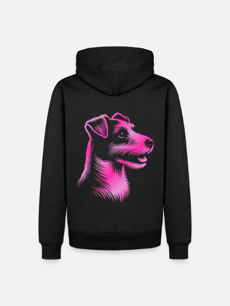 Russell Terrier drawing head pink - Men’s Premium Organic Hoodie - black