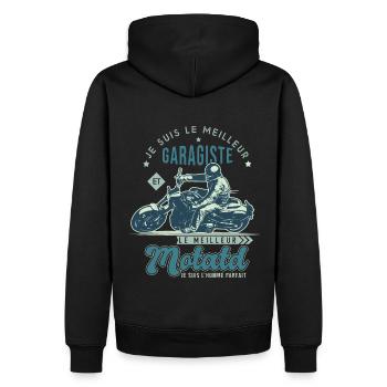 Motard le meilleur garagiste cadeau cool - Sweat à capuche Premium bio Homme - noir - Dos - Nico (187cm)