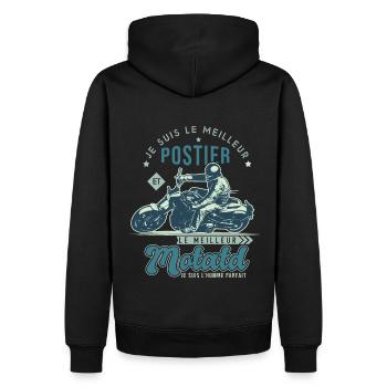 Motard le meilleur postier cadeau cool facteur - Sweat à capuche Premium bio Homme - noir - Dos - Nico (187cm)